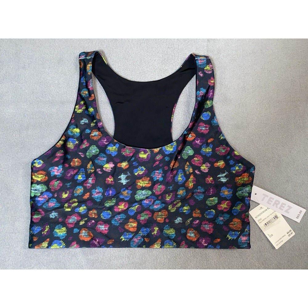 Terez Women's L Sports Bra No Padding Wild Cheetah Multi Color NWT!